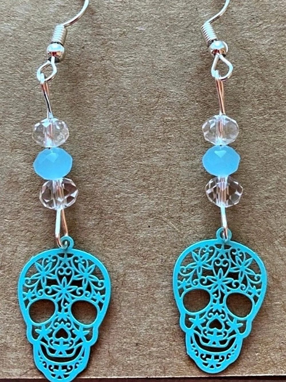 Hand Crafted Turquoise Beaded Filigree
Sugar Skull Dangle Earrings